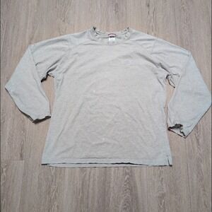 The North Face Mens L Grey Long Sleeve T Shirt Crew Neck Logo Casual‎ Distressed